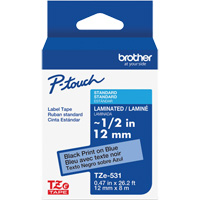 Laminated Tape for P-Touch&reg;, 12 mm x 8 m, Black on Blue The Estey Group