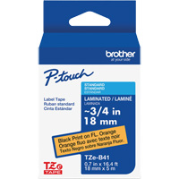 TZe-B41 Laminated Tape for TZe-Compatible P-Touch Label Makers, Black on Fluorescent Orange, 0.7" Width The Estey Group