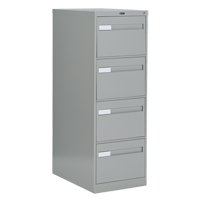 Vertical Filing Cabinet with Recessed Drawer Handles, 4 Drawers, 18.15" W x 26.56" D x 52" H, Grey The Estey Group
