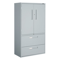 Multi-Stor Cabinet, Steel, 3 Shelves, 65-1/4" H x 36" W x 18" D, Grey The Estey Group