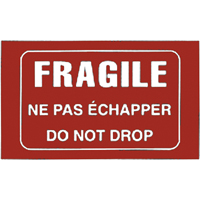 "Fragile" Bilingual Special Handling Labels, 5" L x 3" W, White on Red The Estey Group