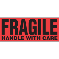 "Fragile Handle with Care" Special Handling Labels, 5" L x 2" W, Black on Red The Estey Group