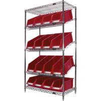 Slanted Wire Shelf with Bins, 5 Tiers, 36" W x 63" H x 18" D The Estey Group
