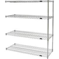 Heavy-Duty Chromate Wire Shelving, Add-On Kit, 4 Tiers, 36" W x 54" H x 24" D The Estey Group