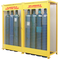 Gas Cylinder Cabinets, 20 Cylinder Capacity, 88" W x 30" D x 74" H, Yellow The Estey Group