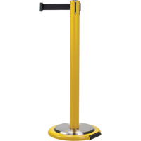 Free-Standing Crowd Control Barrier, Steel, 35" H, Black Tape, 7' Tape Length The Estey Group
