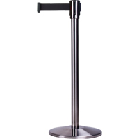 Free-Standing Crowd Control Barrier, Steel, 35" H, Black Tape, 12' Tape Length The Estey Group