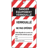&eacute;tiquettes de verrouillage, Plastique, 3" la x 5-3/4" h, Français The Estey Group