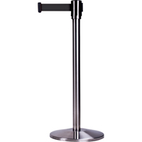 Free-Standing Crowd Control Barrier, Steel, 35" H, Black Tape, 7' Tape Length The Estey Group