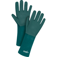 Double Dipped Green Gloves, 14" L, PVC, Cotton Jersey Inner Lining, 70-mil The Estey Group
