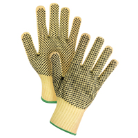Gants tricot&eacute;s deux c&ocirc;t&eacute;s, sans couture, &agrave; pois, Taille Moyen/8, Calibre 7, Rev&ecirc;tement PVC, Enveloppe en Kevlar, ASTM ANSI niveau A2/EN 388 niveau 3 The Estey Group