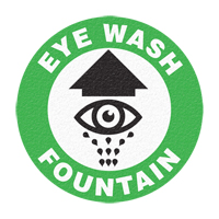 Panneau de signalisation au sol  Eye Wash Fountain , Adh&eacute;sif, Anglais avec pictogramme The Estey Group