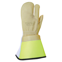 Lineman's 3-Finger Gloves, Medium, Grain Cowhide Palm The Estey Group