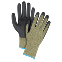 Gants &eacute;lastiques sans coutures r&eacute;sistants &agrave; la coupe noir & jaune, Taille T-Grand/10, Calibre 13, Rev&ecirc;tement Mousse de nitrile, Enveloppe en Aramide, ASTM ANSI niveau A6 The Estey Group