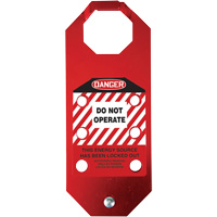 Moraillon de verrouillage pr&eacute;venant l'utilisation conforme aux normes OSHA Danger Stopout Aluma-Tag, Rouge The Estey Group