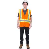 Traffic Safety Vest, High Visibility Orange, Medium, Polyester The Estey Group