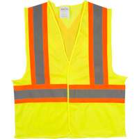 Traffic Safety Vest, High Visibility Lime-Yellow, Medium, Polyester The Estey Group