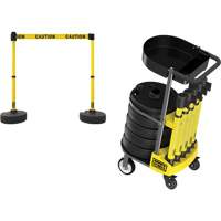 PLUS Barrier Post Cart Kit with Tray, 75' L, Metal, Yellow The Estey Group
