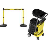 PLUS Barrier Post Cart Kit with Tray, 75' L, Metal, Yellow The Estey Group