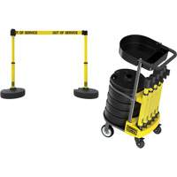 PLUS Barrier Post Cart Kit with Tray, 75' L, Metal, Yellow The Estey Group