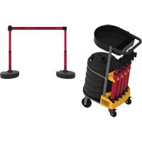 PLUS Barrier Post Cart Kit with Tray, 75' L, Metal, Yellow The Estey Group