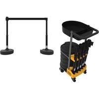 PLUS Barrier Post Cart Kit with Tray, 75' L, Metal, Black The Estey Group