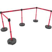 PLUS Barrier Post Set X5, Plastic, 42" H, Red Tape, 15' Tape Length The Estey Group