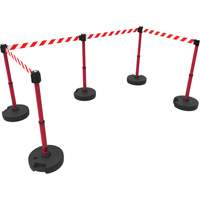 PLUS Barrier Post Set X5, Plastic, 42" H, Red Tape, 15' Tape Length The Estey Group