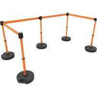 PLUS Barrier Post Set X5, Plastic, 42" H, Orange Tape, 15' Tape Length The Estey Group