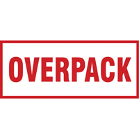 "Overpack" Handling Labels, 6" L x 2-1/2" W, Red on White The Estey Group