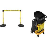Plus Portable Barrier System Cart Package with Tray, 75' L, Metal/Plastic, Yellow The Estey Group