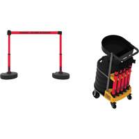 Plus Portable Barrier System Cart Package with Tray, 75' L, Metal/Plastic, Red The Estey Group