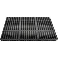 Cushion-Ease&reg; 550 Interlocking Anti-Fatigue Mat, Slotted, 3' x 3' x 3/4", Black, Rubber The Estey Group
