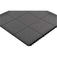Cushion-Ease&reg; Interlocking Anti-Fatigue Mat, Pebbled, 3' x 3' x 3/4", Black, Natural Rubber The Estey Group
