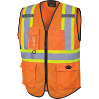 6958 Zipper Front Safety Vest, High Visibility Orange, Small, Polyester The Estey Group