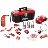 Trousse de cadenassage standard avec cadenas en thermoplastique Zenex, Ensemble &eacute;lectrique/Vanne, 27 composants compris The Estey Group