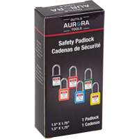 Verrouillage pour les consignations, Cadenas de s&eacute;curit&eacute;, Cl&eacute;s diff&eacute;rentes, Thermoplastique, Largeur de 1-1/2" The Estey Group