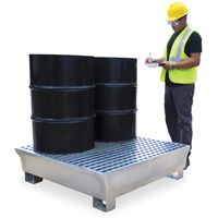 Ultra-Spill Pallet en acier, 4 barils, Capacit&eacute; de d&eacute;versement 68 gal. US, 49,1" x 47,1" x 10,9" The Estey Group