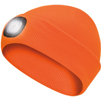 5675 Tuque en tricot avec lampe frontale &agrave; DEL, Doublure en Molleton, Taille unique, Orange haute visibilit&eacute; The Estey Group