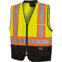 6895 High-Visibility Zip Front Bi-Colour Safety Vest, Black/High Visibility Lime-Yellow, 2X-Large/3X-Large, Polyester The Estey Group