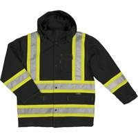 Ripstop Safety Rain Jacket, Polyester, X-Small, Black The Estey Group