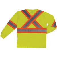 Long Sleeve Safety T-Shirt, Cotton, X-Small, High Visibility Lime-Yellow The Estey Group
