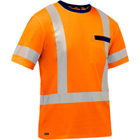 Bisley&reg; X-Back Short Sleeve Shirt, Poly-Cotton, Small, High Visibility Orange The Estey Group