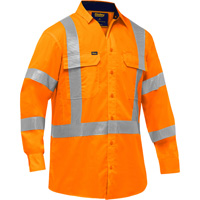 Bisley&reg; X-Back Long Sleeve Work Shirt with X-Airflow, Poly-Cotton, Small, High Visibility Orange The Estey Group