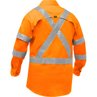 Bisley&reg; X-Back Long Sleeve Work Shirt with X-Airflow, Poly-Cotton, Small, High Visibility Orange The Estey Group