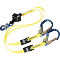 Twin-Leg Arc Flash Coated Web Shock-Absorbing Lanyard, 6', Rebar Hook Center, Snap Hook Leg Ends The Estey Group
