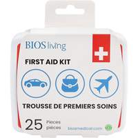 Trousse de premiers soins pour la maison et le voyage de 25 morceaux, Boîte en plastique The Estey Group
