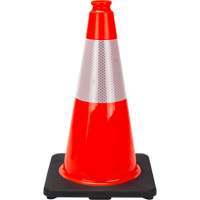 C&ocirc;ne de signalisation de premi&egrave;re qualit&eacute;, 18", Orange, Bande(s) r&eacute;fl&eacute;chissante(s) 6" The Estey Group
