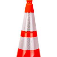 C&ocirc;ne de signalisation de premi&egrave;re qualit&eacute;, 28", Orange, Bande(s) r&eacute;fl&eacute;chissante(s) 4" & 6" The Estey Group