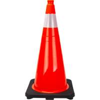 C&ocirc;ne de signalisation de premi&egrave;re qualit&eacute;, 28", Orange, Bande(s) r&eacute;fl&eacute;chissante(s) 4" The Estey Group